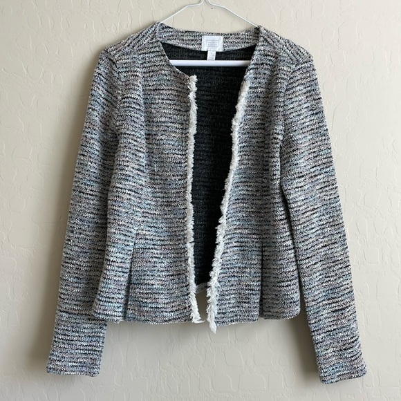 14th & Union Jackets & Blazers - 14th & Union Tweed Open Front Tailored Blazer Cardigan Pastel Multicolor Small